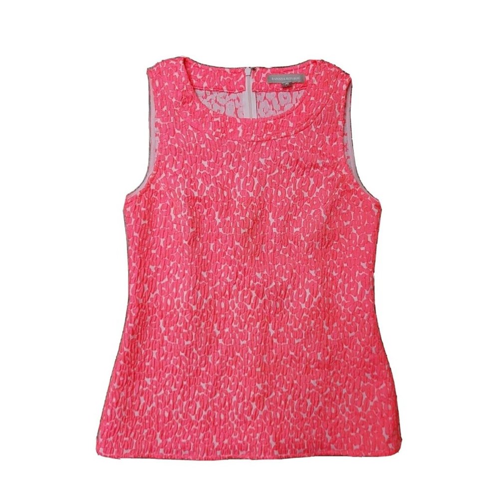 Banana Republic Neon Textured Patterned Stretch Women's 4 Tank Pink Barbiecore